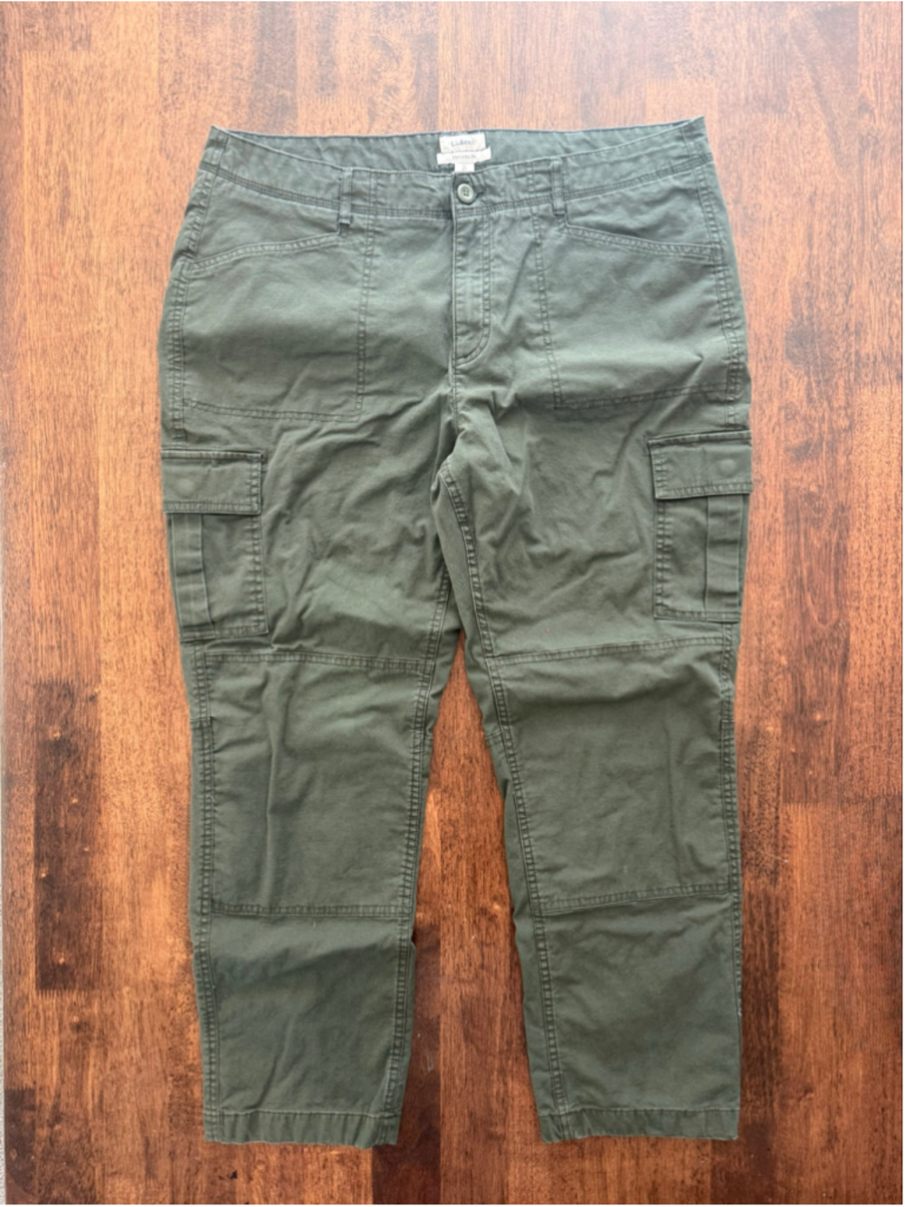 L.L. Bean Gorpcore Cargo Pants Women's 16 Petite Olive Green Hiking Utility